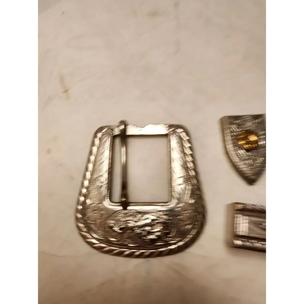 #7639 Belt Buckle Loop hoop tip silver tone southwest western